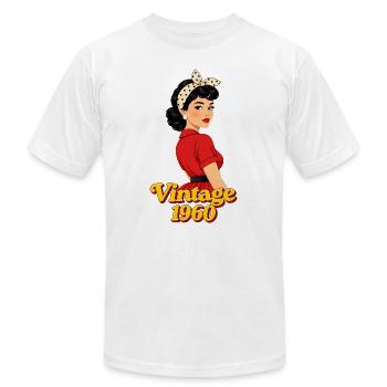 Vintage 1960 Pinup Couture - Unisex Jersey T-Shirt by Bella + Canvas - white - Front - Jose (178cm)