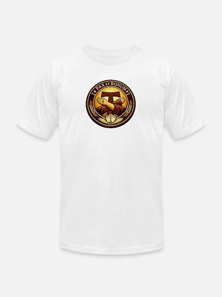 Franciscan Pax Et Bonum Emblem Tee - Unisex Jersey T-Shirt by Bella + Canvas - white
