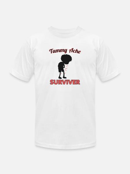 TUMMY ACHE SURVIVER - Unisex Jersey T-Shirt by Bella + Canvas - white