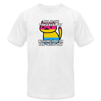 This Is The Pansexual Cat Wishing You An Pan-Tasit - Unisex Jersey T-Shirt by Bella + Canvas - white - Front - Jose (178cm)
