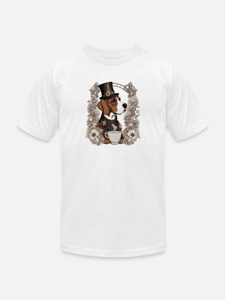 coffee and dog - Unisex Jersey T-Shirt by Bella + Canvas - white