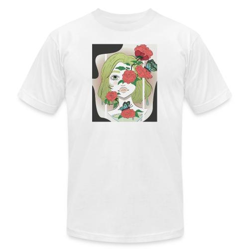 Girl with Rose Vine - Unisex Jersey T-Shirt by Bella + Canvas