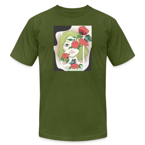 Girl with Rose Vine - Unisex Jersey T-Shirt by Bella + Canvas