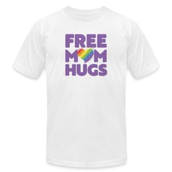 Câlins gratuits pour maman, maman gratuite embrasse rainbow Gay Pride - T-shirt unisexe Bella + Canvas - blanc - Devant - Jose (178cm)
