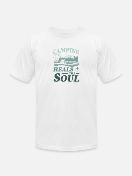 Camping heals the soul - Unisex Jersey T-Shirt by Bella + Canvas - white