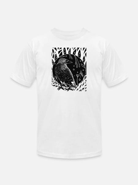Black and White Raven - Unisex Jersey T-Shirt by Bella + Canvas - white