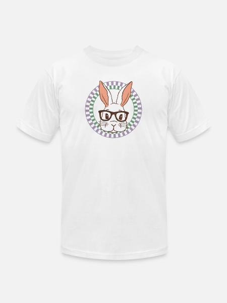 Retro Easter Bunny Face With Glasses Groovy Style - Unisex Jersey T-Shirt by Bella + Canvas - white