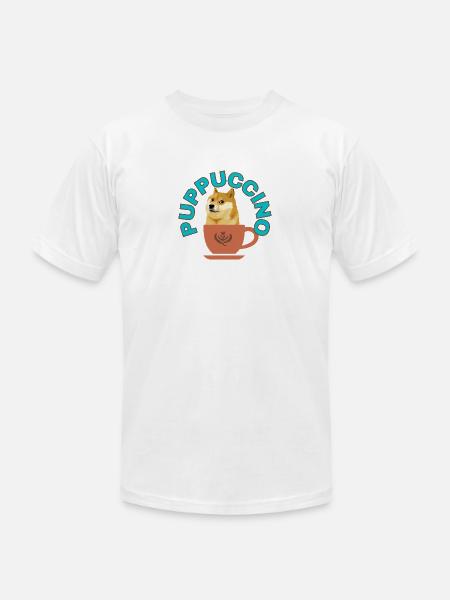 PUPPUCCINO, FUNNY COFFEE DOG - Unisex Jersey T-Shirt by Bella + Canvas - white