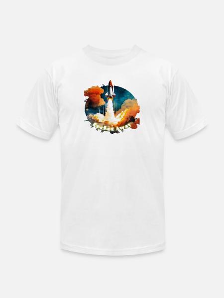 Rocket Away - Unisex Jersey T-Shirt by Bella + Canvas - white