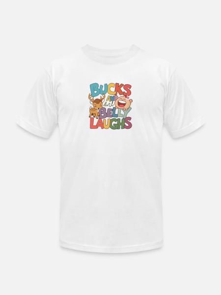 Bucks and Belly Laughs - Unisex Jersey T-Shirt by Bella + Canvas - white
