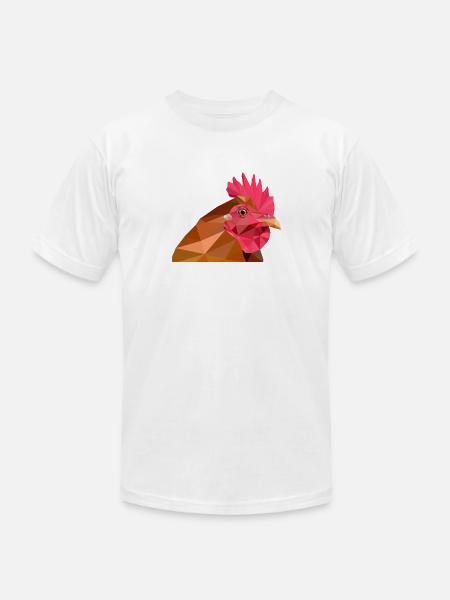 lowpoly rooster - Unisex Jersey T-Shirt by Bella + Canvas - white