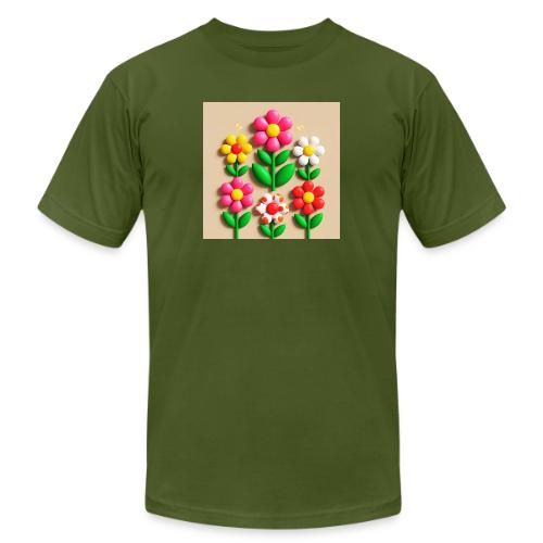 3D Flowers and Butterflies in Amber, Floral Design - Unisex Jersey T-Shirt by Bella + Canvas