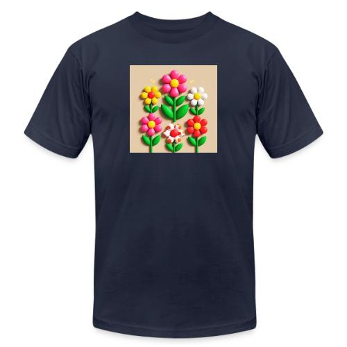 3D Flowers and Butterflies in Amber, Floral Design - Unisex Jersey T-Shirt by Bella + Canvas