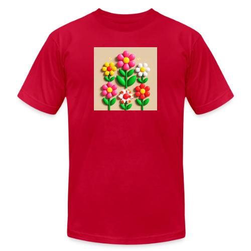 3D Flowers and Butterflies in Amber, Floral Design - Unisex Jersey T-Shirt by Bella + Canvas