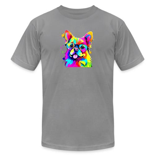 Vibrant Pup: Abstract Dog Art - Unisex Jersey T-Shirt by Bella + Canvas