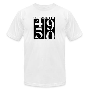 Oldomètre 49 à 50 Drôle Anniversaire Design - T-shirt unisexe Bella + Canvas - blanc - Devant - Jose (178cm)