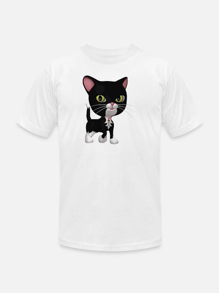Black and White Cat - Unisex Jersey T-Shirt by Bella + Canvas - white