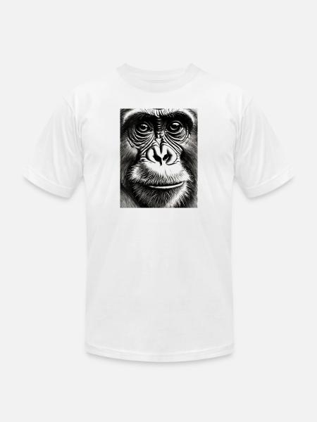 Chimp in Charcoal - Unisex Jersey T-Shirt by Bella + Canvas - white