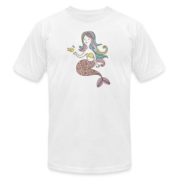 Sirène - T-shirt unisexe Bella + Canvas - blanc - Devant - Jose (178cm)
