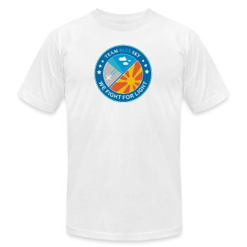 Lightwarrior Emblem Team Blue Sky Sunbathers badge - Unisex Jersey T-Shirt by Bella + Canvas - white - Front - Jose (178cm)