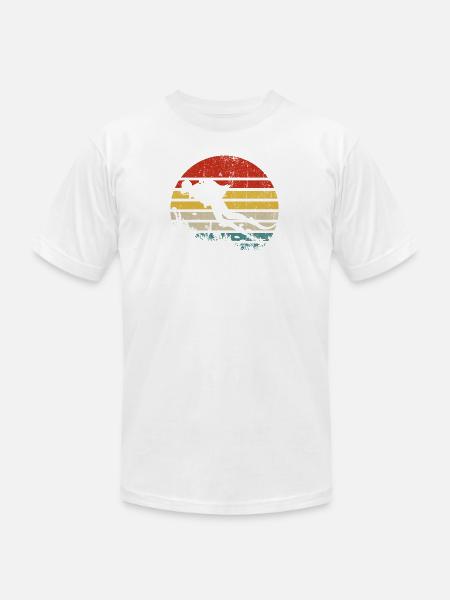 Surfer Sunset Retro Stripes - Unisex Jersey T-Shirt by Bella + Canvas - white