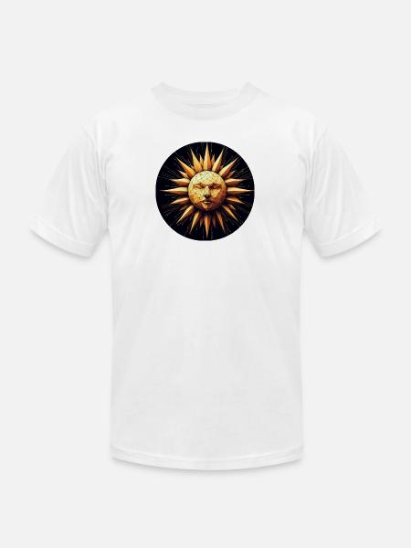 Golden Sun polygon art - Unisex Jersey T-Shirt by Bella + Canvas - white