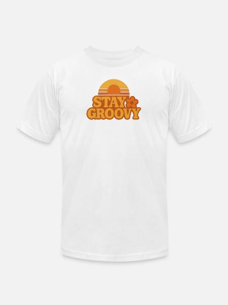 Retro Sunset Stay Groovy Graphic - Unisex Jersey T-Shirt by Bella + Canvas - white