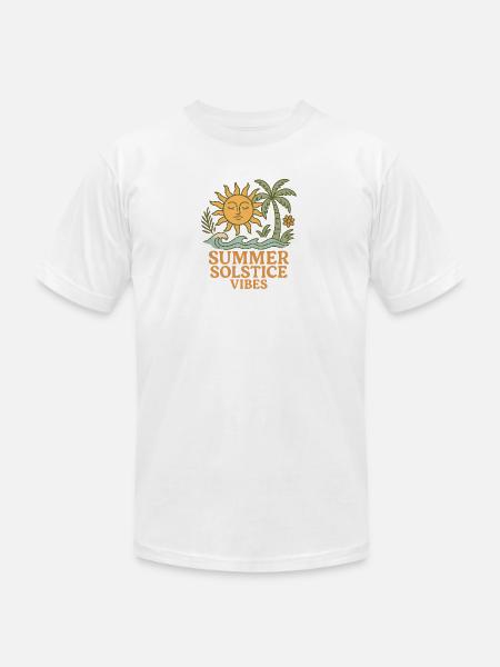 Summer Solstice Vibes Sun and Palm Design - Unisex Jersey T-Shirt by Bella + Canvas - white
