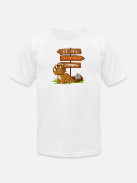 Cute Dinosaur with Playful Signpost - Unisex Jersey T-Shirt by Bella + Canvas - white