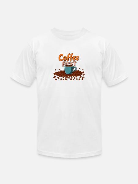 Coffee First Cup Splash - Unisex Jersey T-Shirt by Bella + Canvas - white
