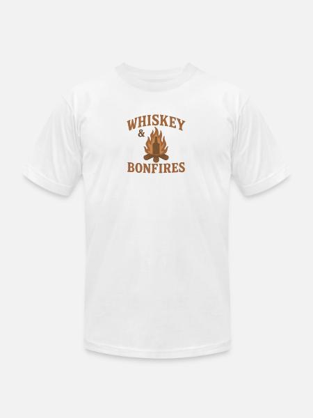Whiskey & Bonfires - Unisex Jersey T-Shirt by Bella + Canvas - white