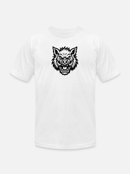Raging Boar Line Art - Unisex Jersey T-Shirt by Bella + Canvas - white