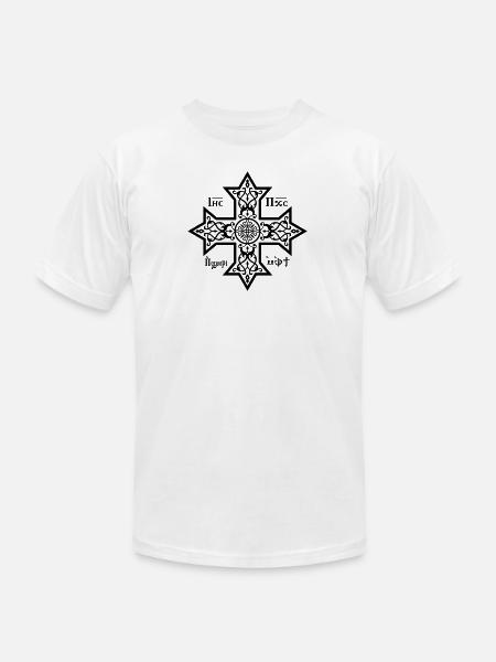 Coptic Cross Black Icon - Unisex Jersey T-Shirt by Bella + Canvas - white