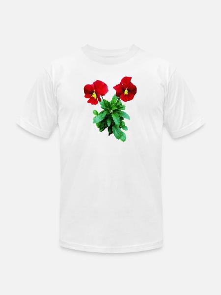 Red Pansy Duo - Unisex Jersey T-Shirt by Bella + Canvas - white