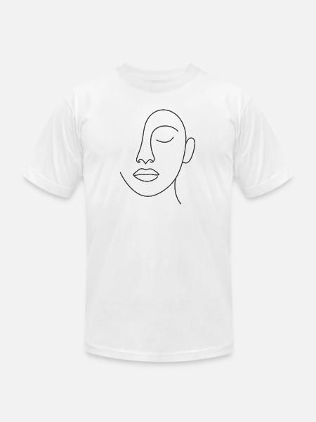 Minimal Line Portrait - Unisex Jersey T-Shirt by Bella + Canvas - white