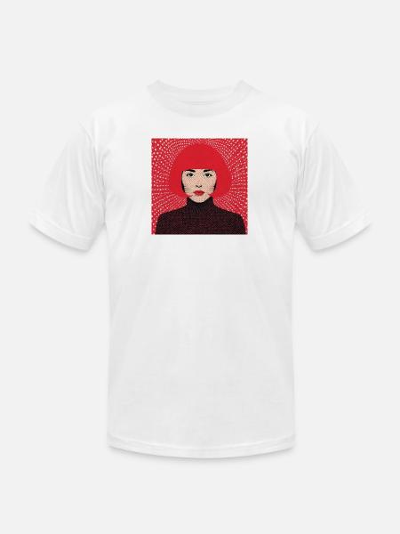 Crimson Pop Art Halftone Portrait - Unisex Jersey T-Shirt by Bella + Canvas - white