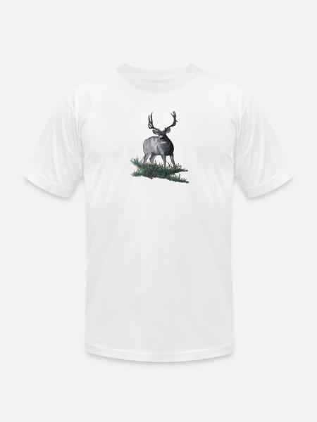 Mule deer buck sketch - Unisex Jersey T-Shirt by Bella + Canvas - white