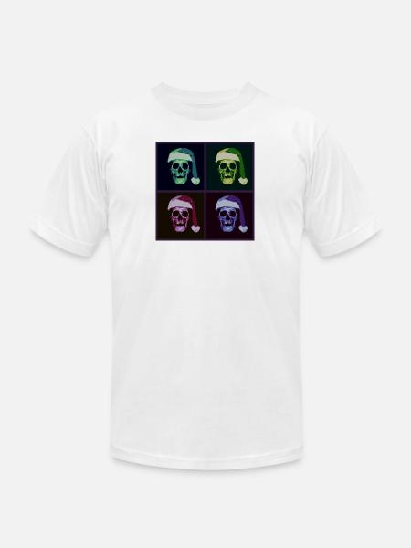 Pop Art Skull Santa Halftone - Unisex Jersey T-Shirt by Bella + Canvas - white