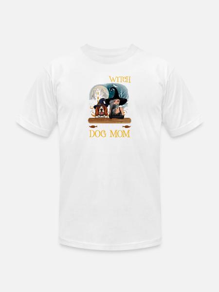 Witch Dog Mom Heart - Unisex Jersey T-Shirt by Bella + Canvas - white