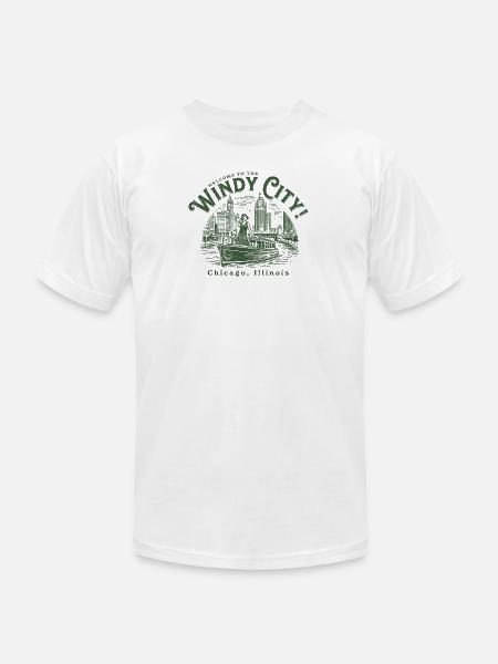 Windy City Skyboat Silhouette - Unisex Jersey T-Shirt by Bella + Canvas - white