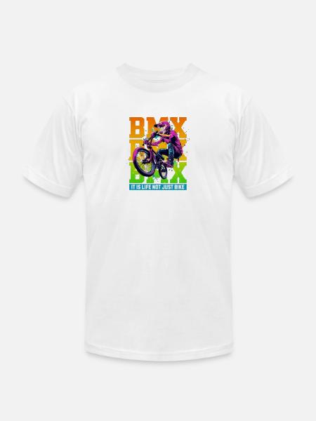 Neon BMX Rider Splash - Unisex Jersey T-Shirt by Bella + Canvas - white