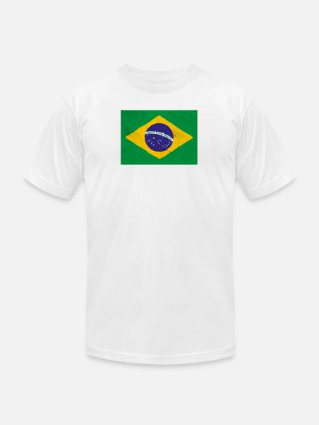 Brazil Flag Rustic Emblem - Unisex Jersey T-Shirt by Bella + Canvas - white