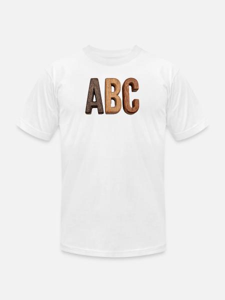 Rustic Wood ABC Letters - Unisex Jersey T-Shirt by Bella + Canvas - white