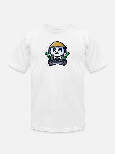 Panda Astronaut Gamer - Unisex Jersey T-Shirt by Bella + Canvas - white