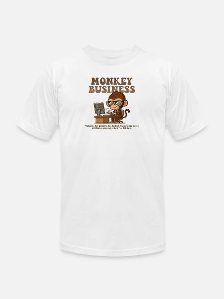 Monkey Business Aesthetic with Quote - Unisex Jersey T-Shirt by Bella + Canvas - white