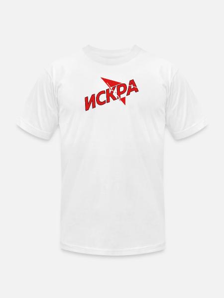 Iskra Red Spark Logo - Unisex Jersey T-Shirt by Bella + Canvas - white