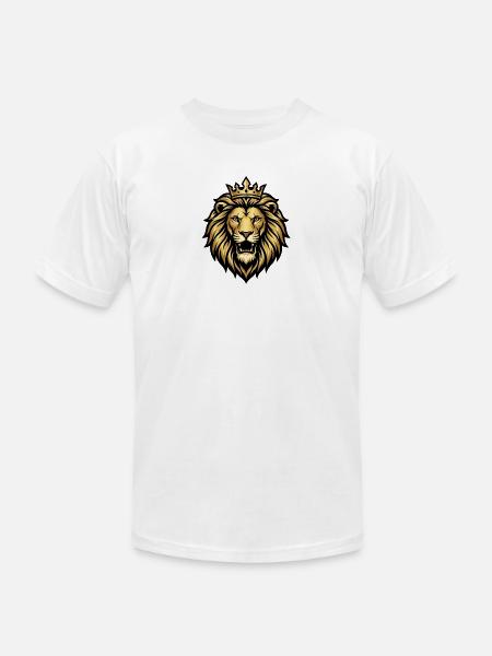Gold Crowned Lion Emblem - Unisex Jersey T-Shirt by Bella + Canvas - white