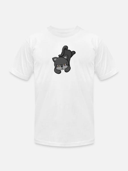 Grouchy Grey Cat - Unisex Jersey T-Shirt by Bella + Canvas - white