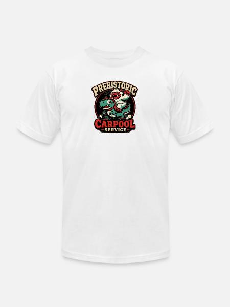 Prehistoric Carpool Service - Unisex Jersey T-Shirt by Bella + Canvas - white