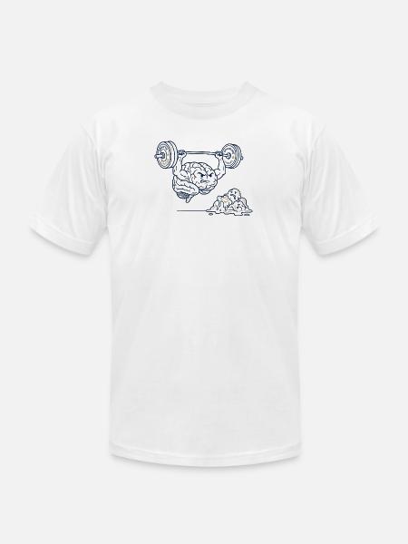 Brain Gains Lifting Weights - Unisex Jersey T-Shirt by Bella + Canvas - white